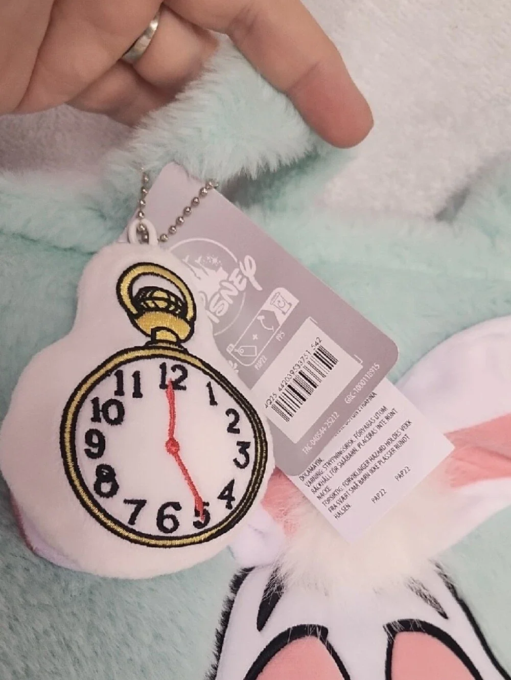 Disney Mint Alice In Wonderland White Rabbit Plush Kids Tote Bag